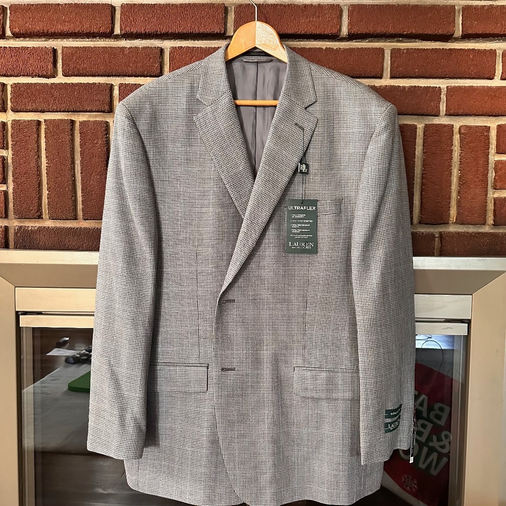 NWT LAUREN RALPH LAUREN Suit Jacket Ultraflex 46R Exec houndstooth  $450 Retail